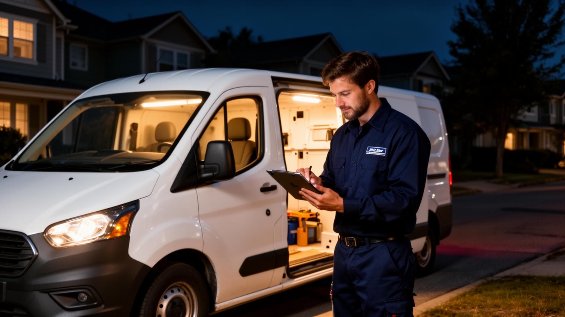 Emergency plumber dispatching at night